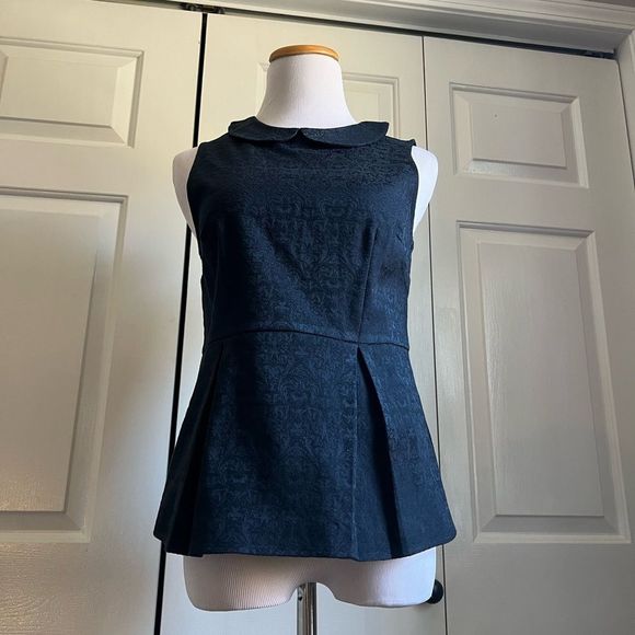 J.Crew Navy Blue Peplum Top - Picture 4 of 9